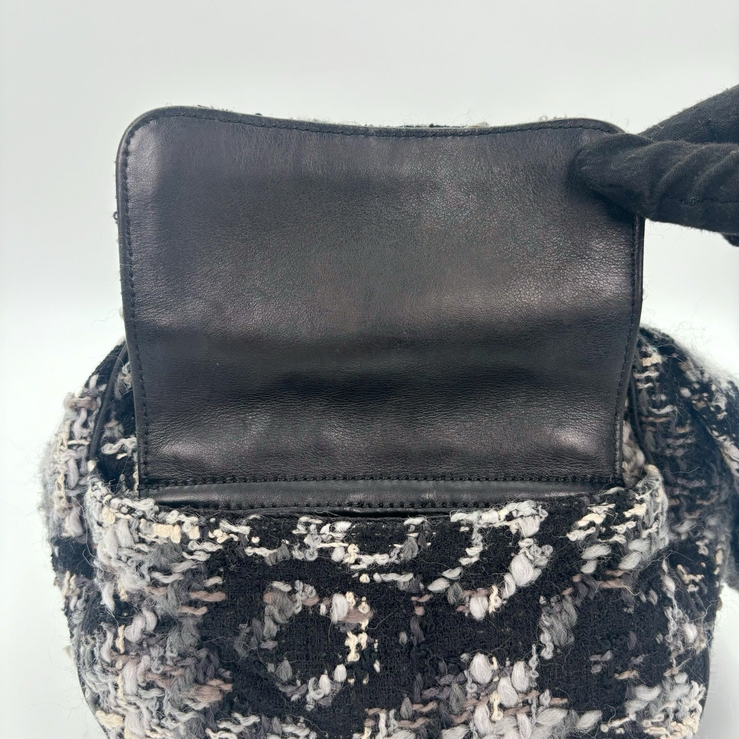 Chanel 2.55 Black & White Floral Tweed Leather Chain Shoulder Bag [Used]