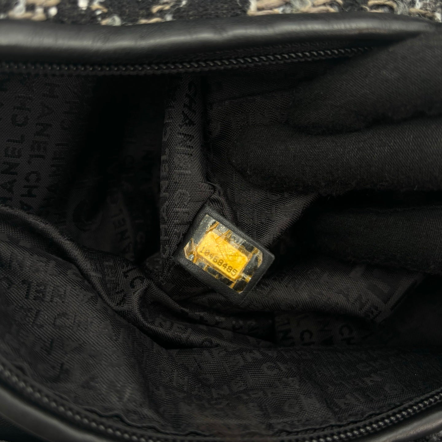 Chanel 2.55 Black & White Floral Tweed Leather Chain Shoulder Bag [Used]