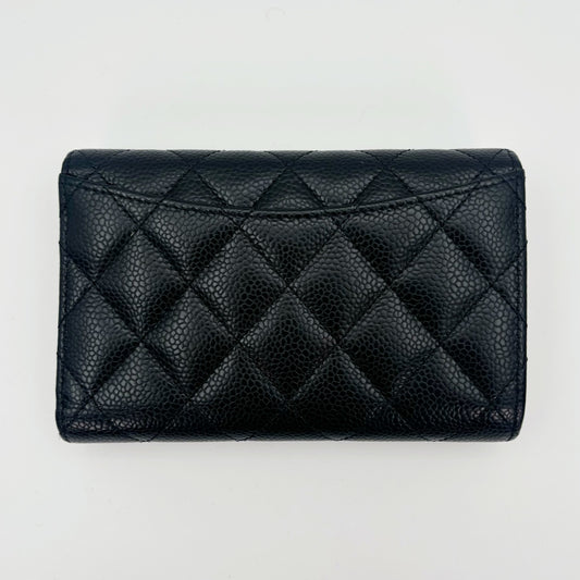 Chanel Classic Flap Black Caviar Leather Medium Wallet [Used]