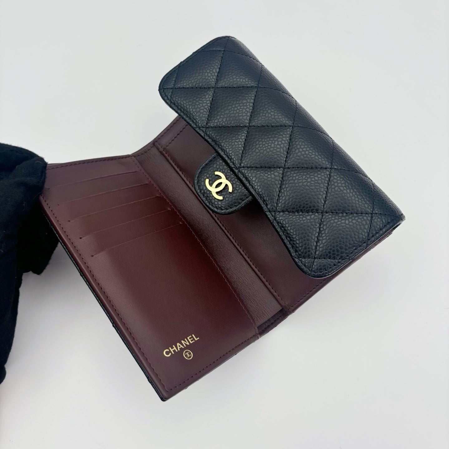 Chanel Classic Flap Black Caviar Leather Medium Wallet [Used]