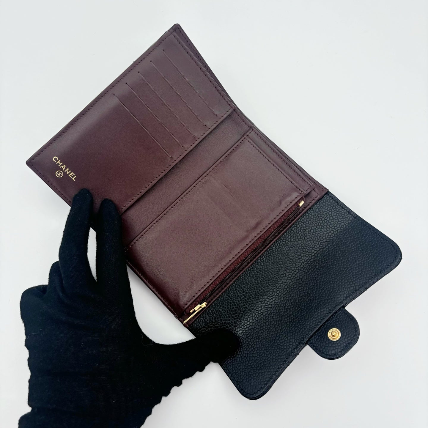 Chanel Classic Flap Black Caviar Leather Medium Wallet [Used]