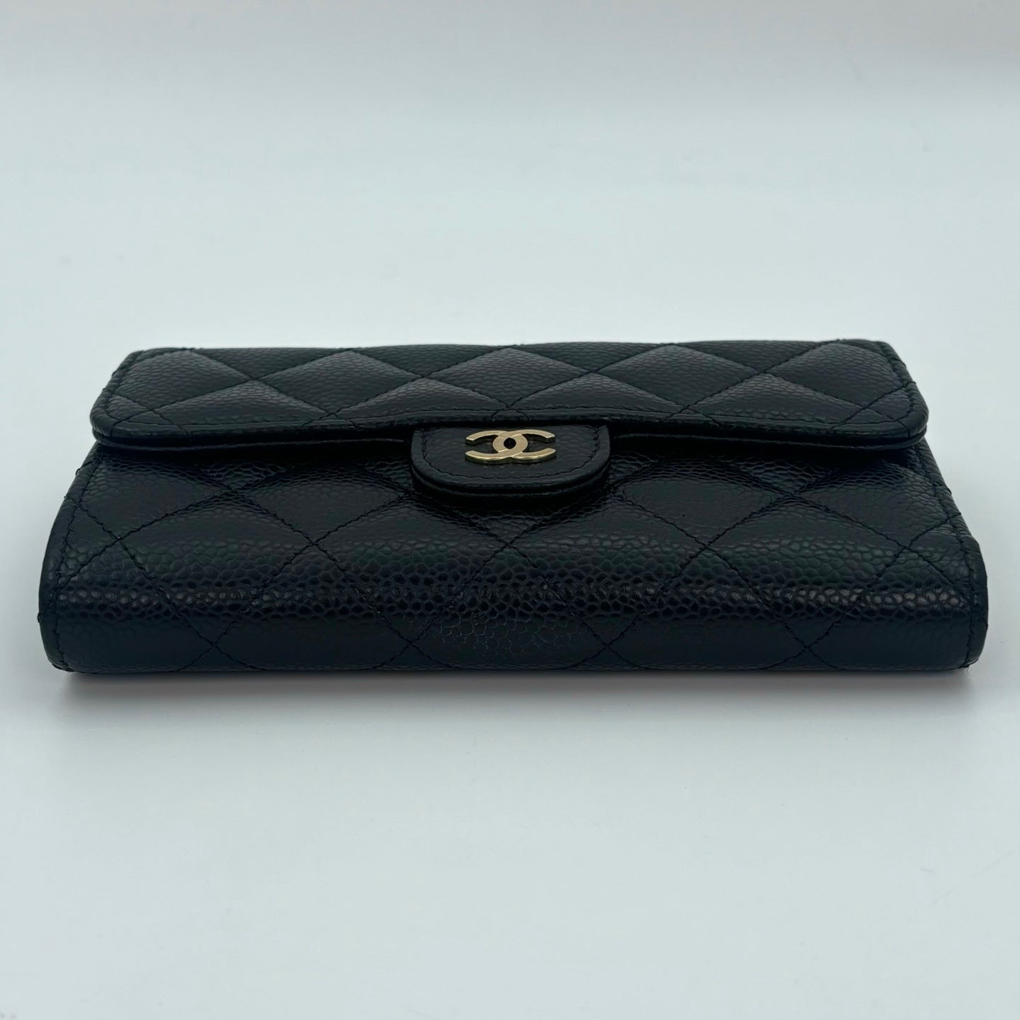 Chanel Classic Flap Black Caviar Leather Medium Wallet [Used]