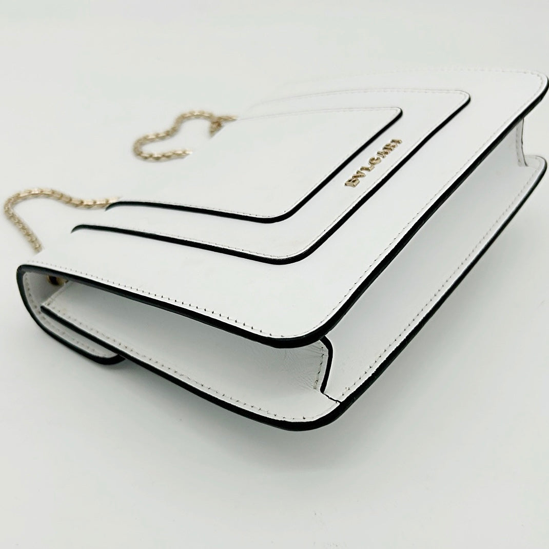 Bvlgari White Serpenti Forever Enamel Snakehead Flap Shoulder Bag [Used]