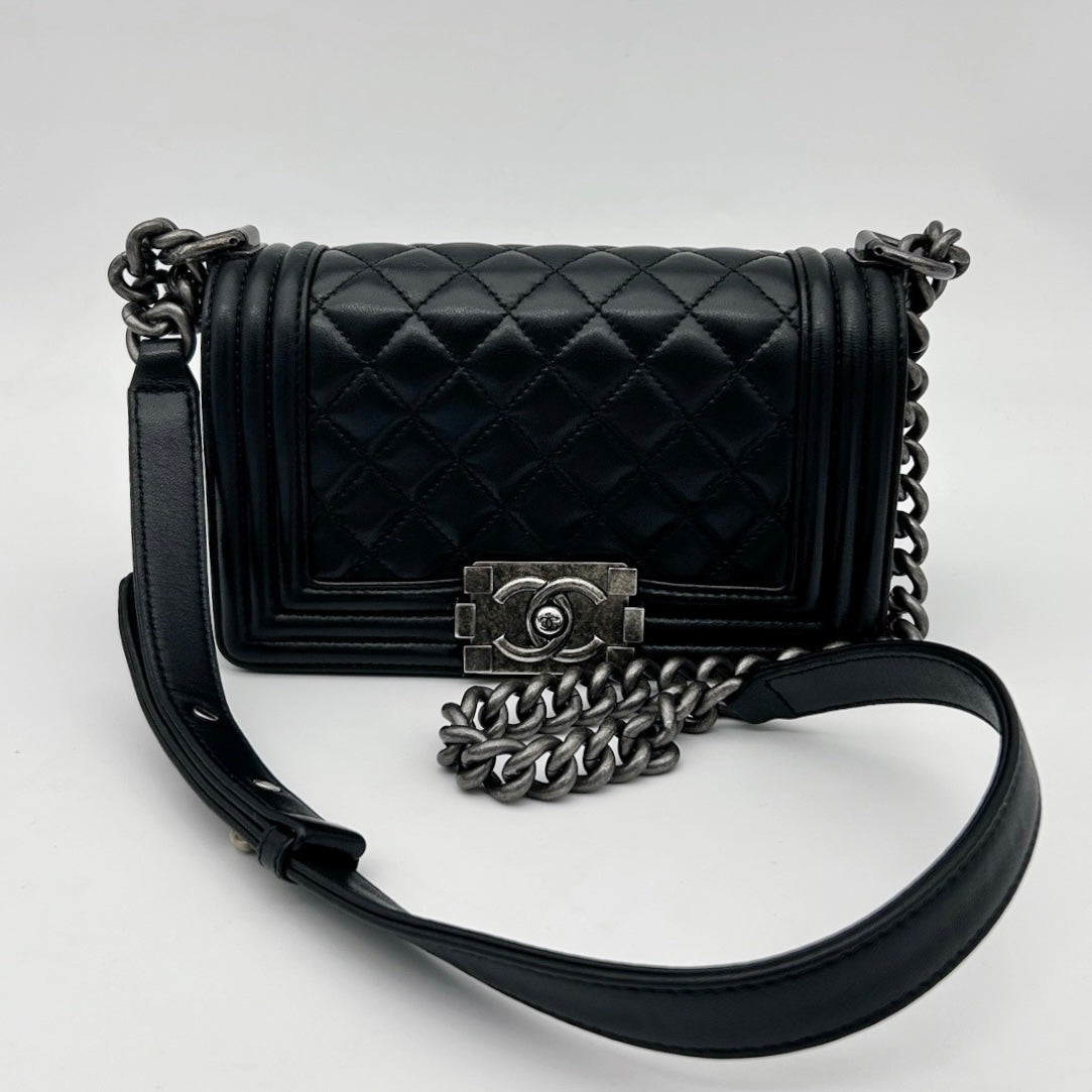 Chanel Black Leboy Small Lambskin Flap Chain Shoulder Bag [Used]