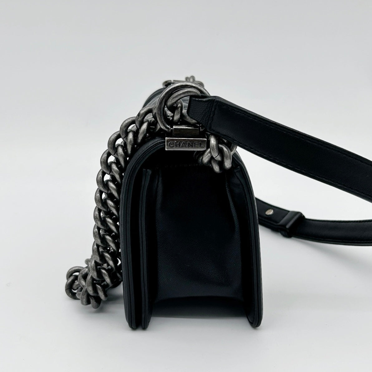 Chanel Black Leboy Small Lambskin Flap Chain Shoulder Bag [Used]