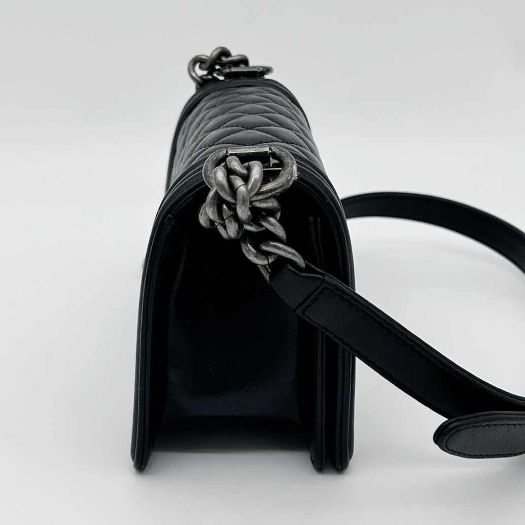 Chanel Black Leboy Small Lambskin Flap Chain Shoulder Bag [Used]