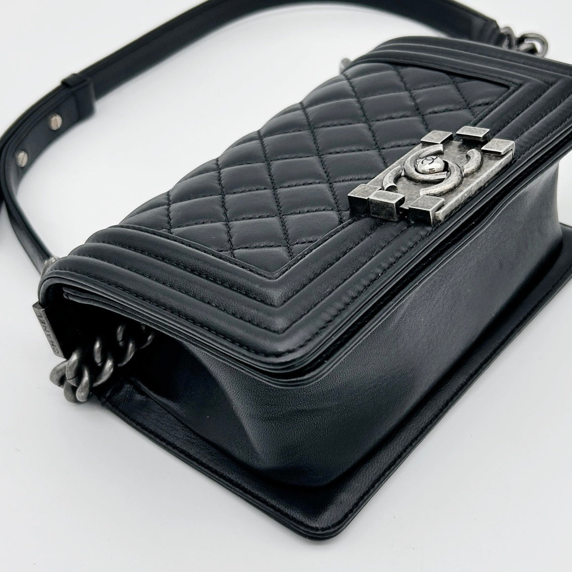 Chanel Black Leboy Small Lambskin Flap Chain Shoulder Bag [Used]