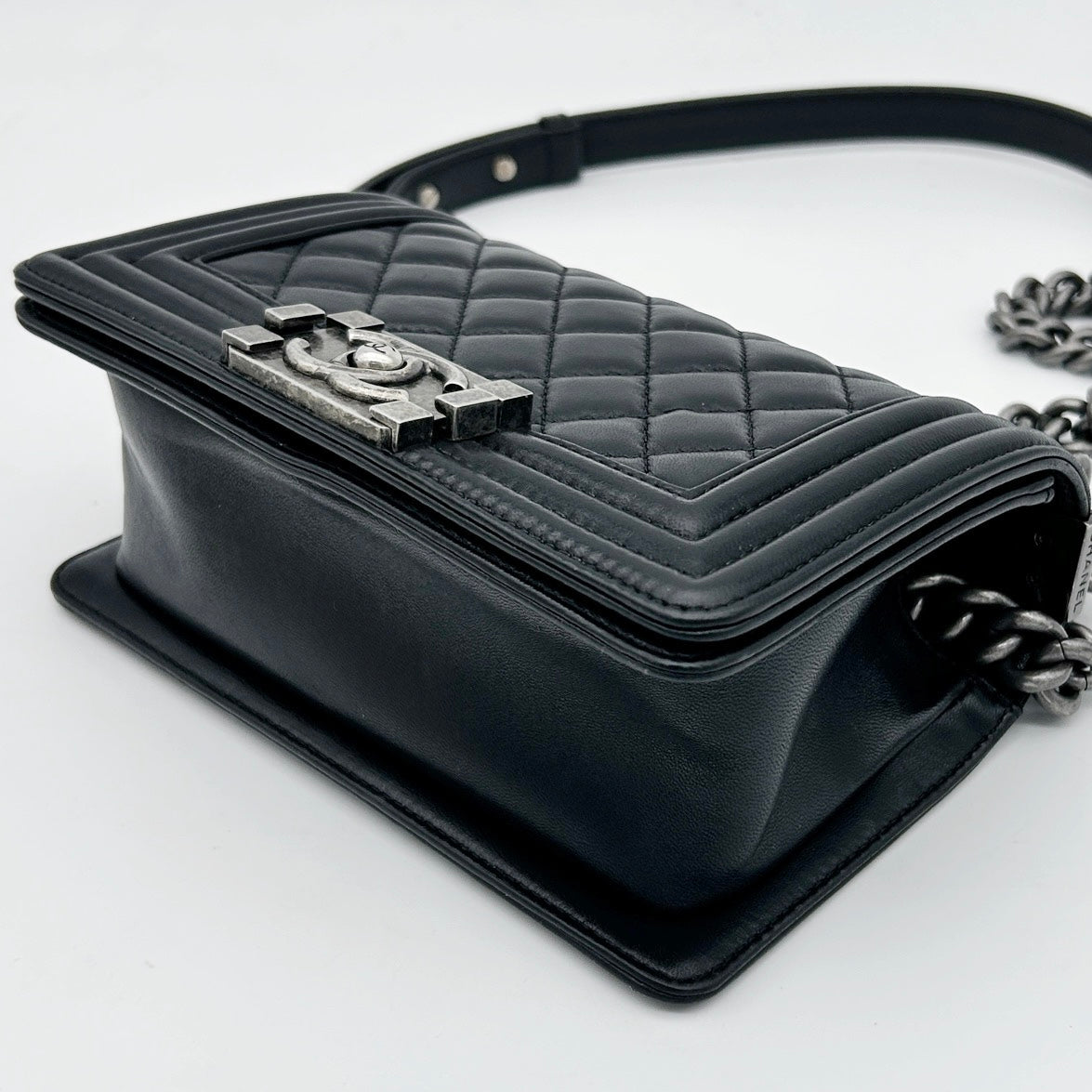 Chanel Black Leboy Small Lambskin Flap Chain Shoulder Bag [Used]