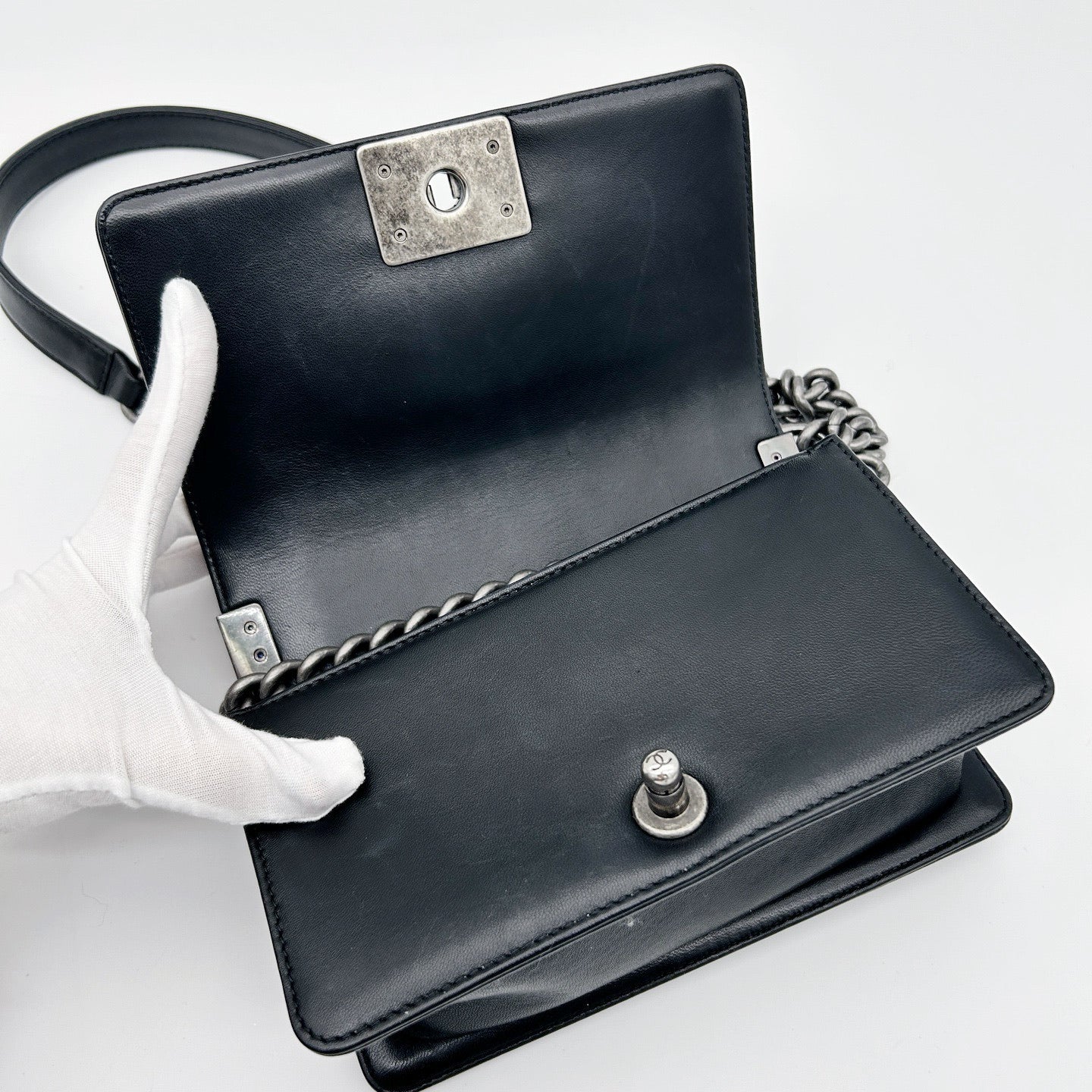 Chanel Black Leboy Small Lambskin Flap Chain Shoulder Bag [Used]