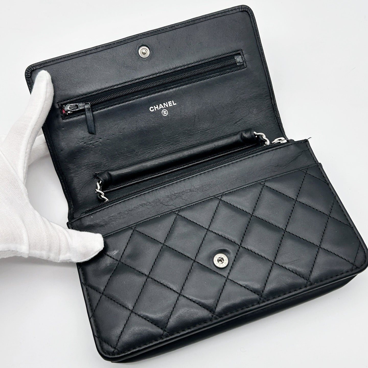 Chanel Black Cambon Quilted WOC Chain Wallet Bag [Used]