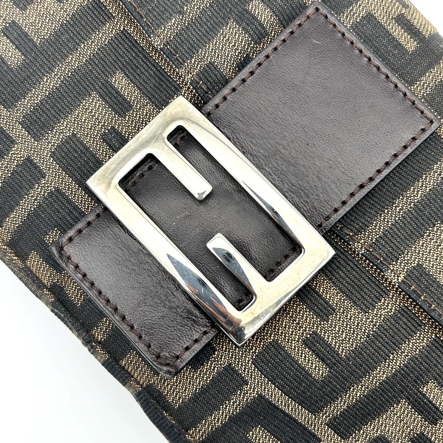 Fendi Brown Zucca Canvas Baguette Shoulder Bag [Used]