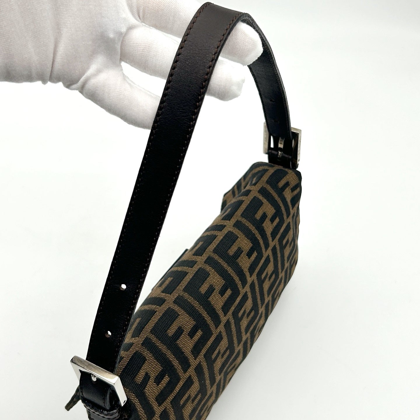 Fendi Brown Zucca Canvas Baguette Shoulder Bag [Used]