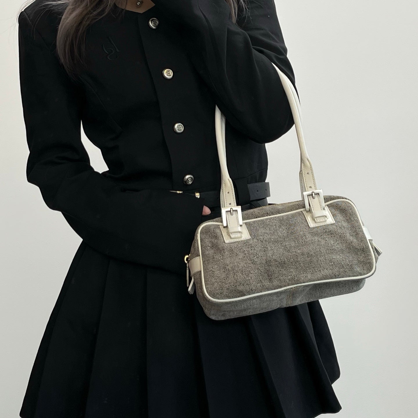 Fendi Denim Leather Shoulder Bag [Used]