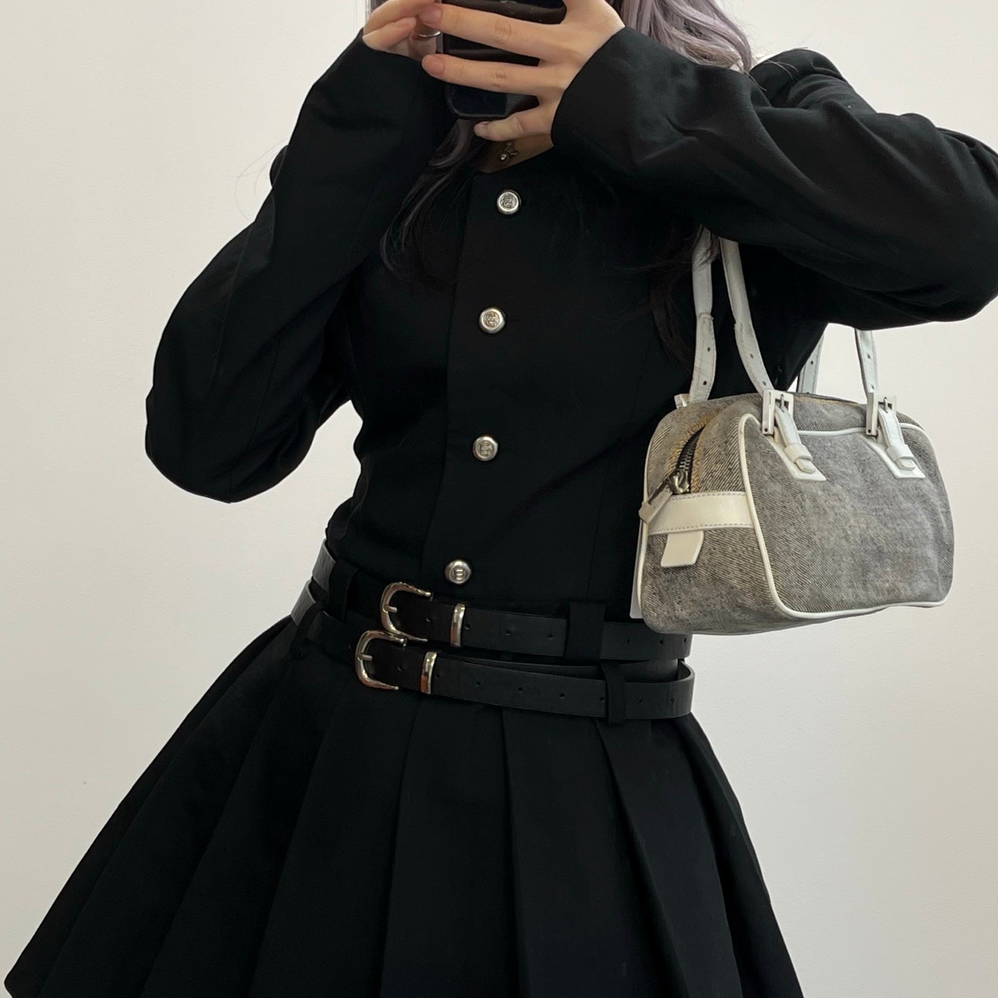 Fendi Denim Leather Shoulder Bag [Used]