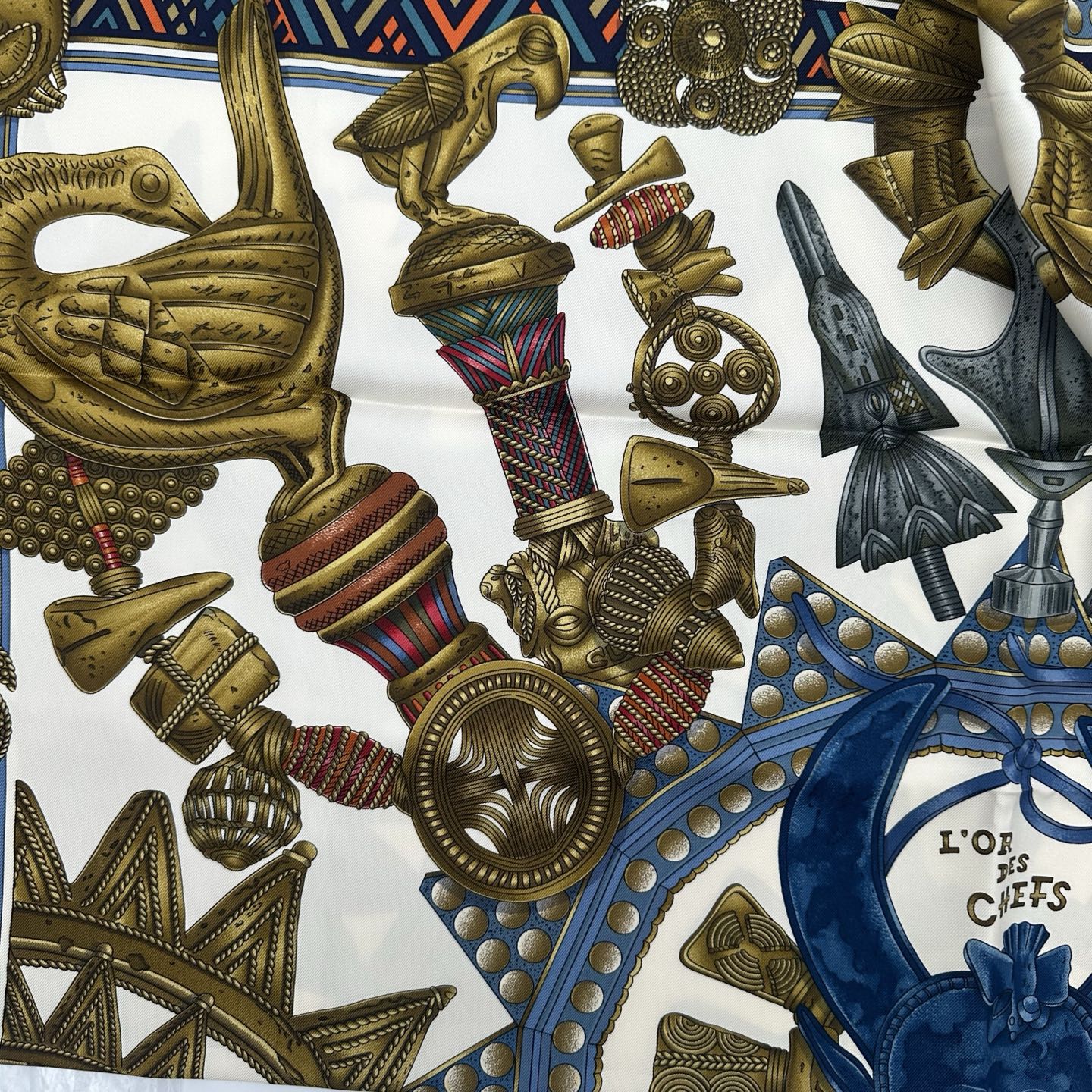 Hermès “L'Or des Chefs” Silk Scarf [Used]