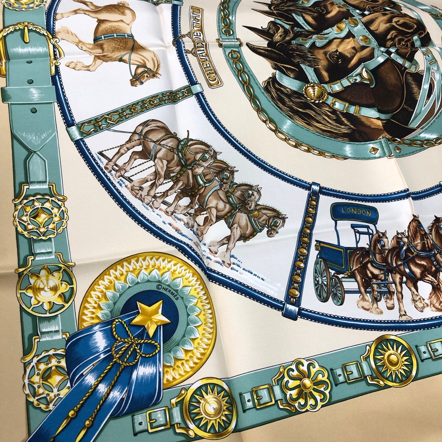 Hermès “Chevaux de Trait” Silk Scarf [Used]