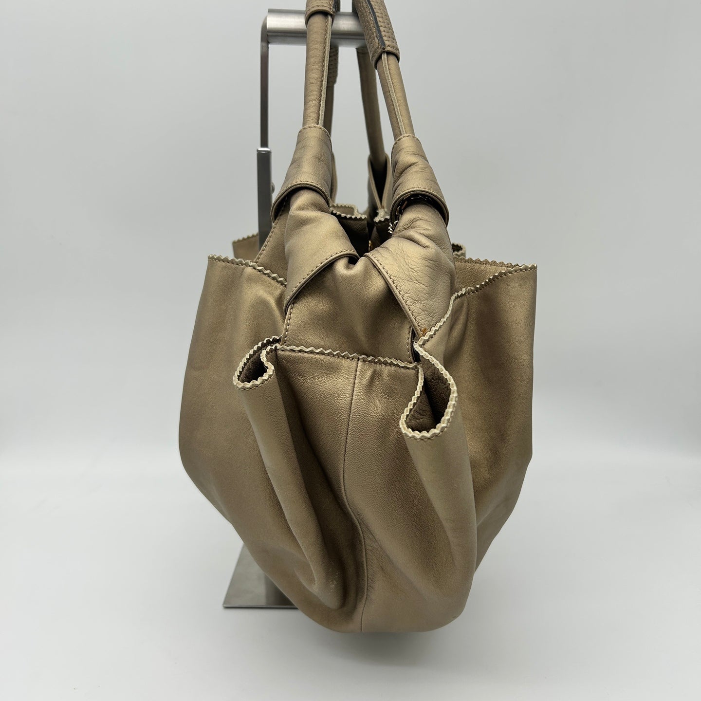 Loewe Aire Nappa Leather Champagne Gold Handbag [Used]