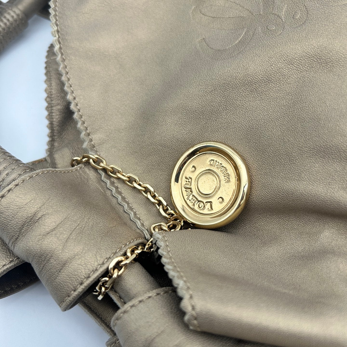 Loewe Aire Nappa Leather Champagne Gold Handbag [Used]