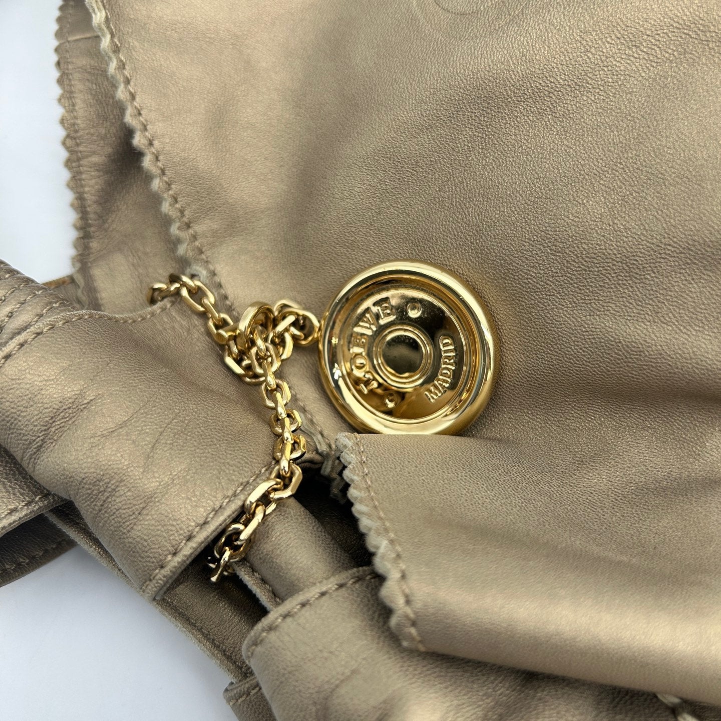 Loewe Aire Nappa Leather Champagne Gold Handbag [Used]