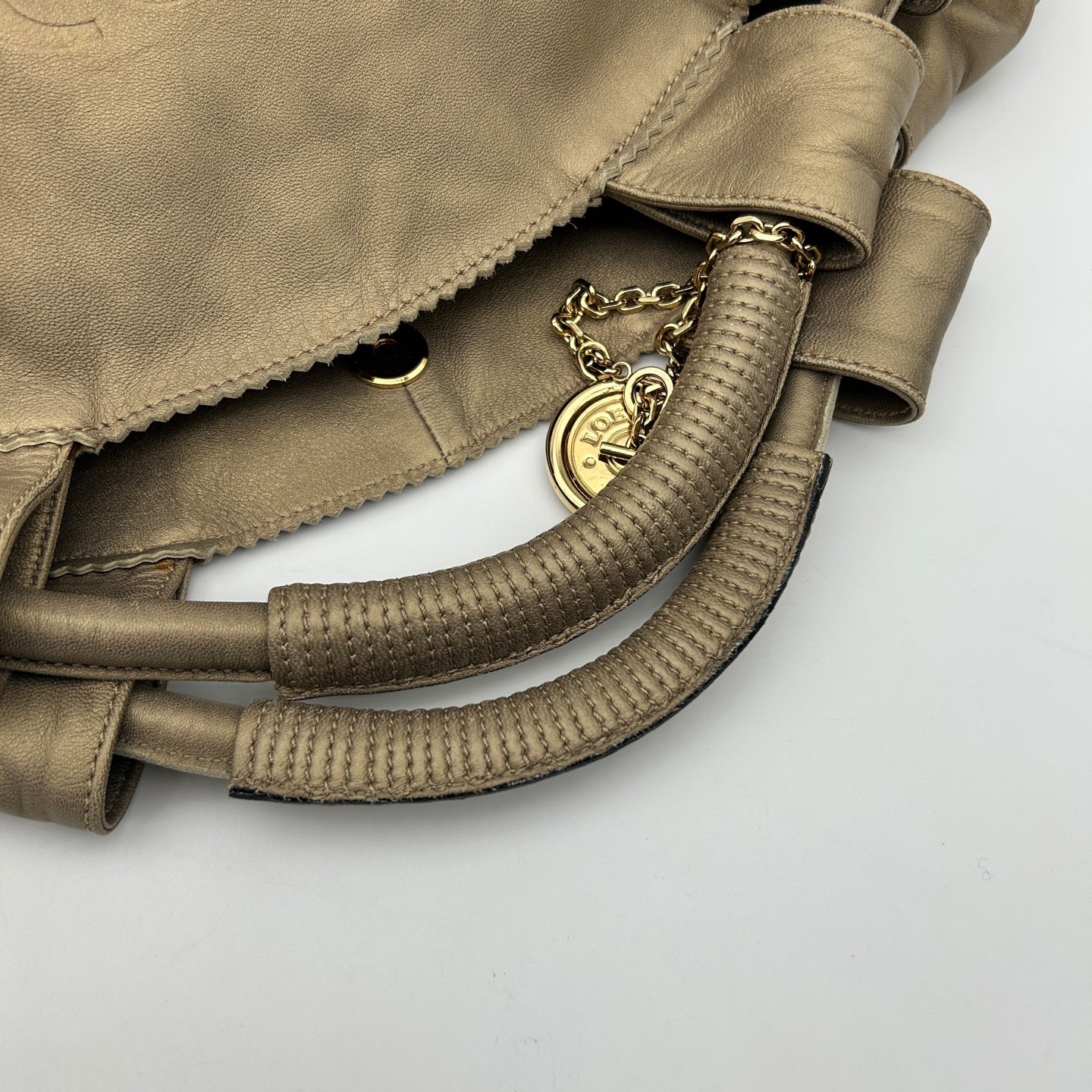 Loewe Aire Nappa Leather Champagne Gold Handbag [Used]