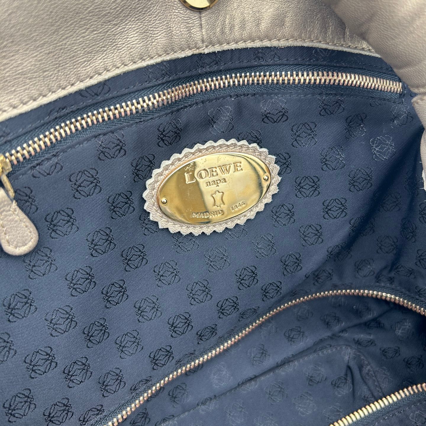 Loewe Aire Nappa Leather Champagne Gold Handbag [Used]