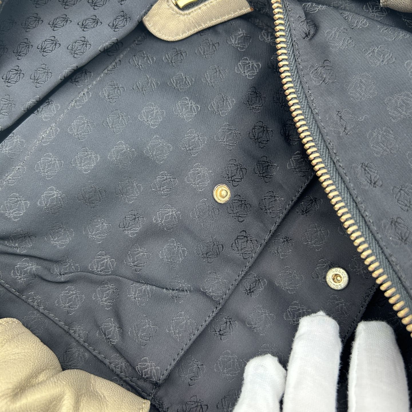 Loewe Aire Nappa Leather Champagne Gold Handbag [Used]