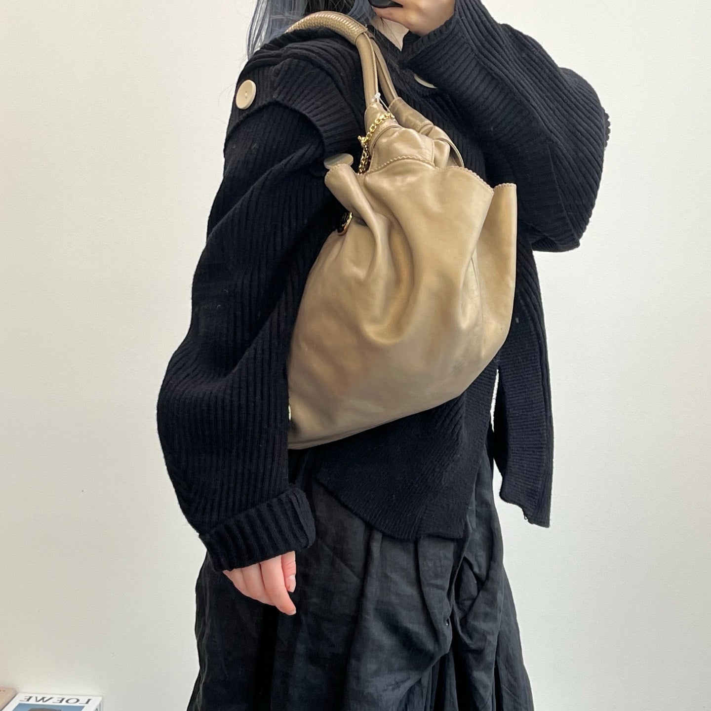 Loewe Aire Nappa Leather Champagne Gold Handbag [Used]