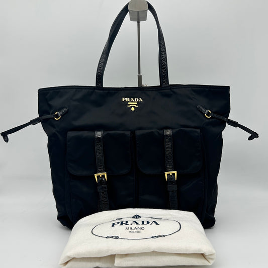 Prada Black Nylon Pocket Tote Handbag [Used]