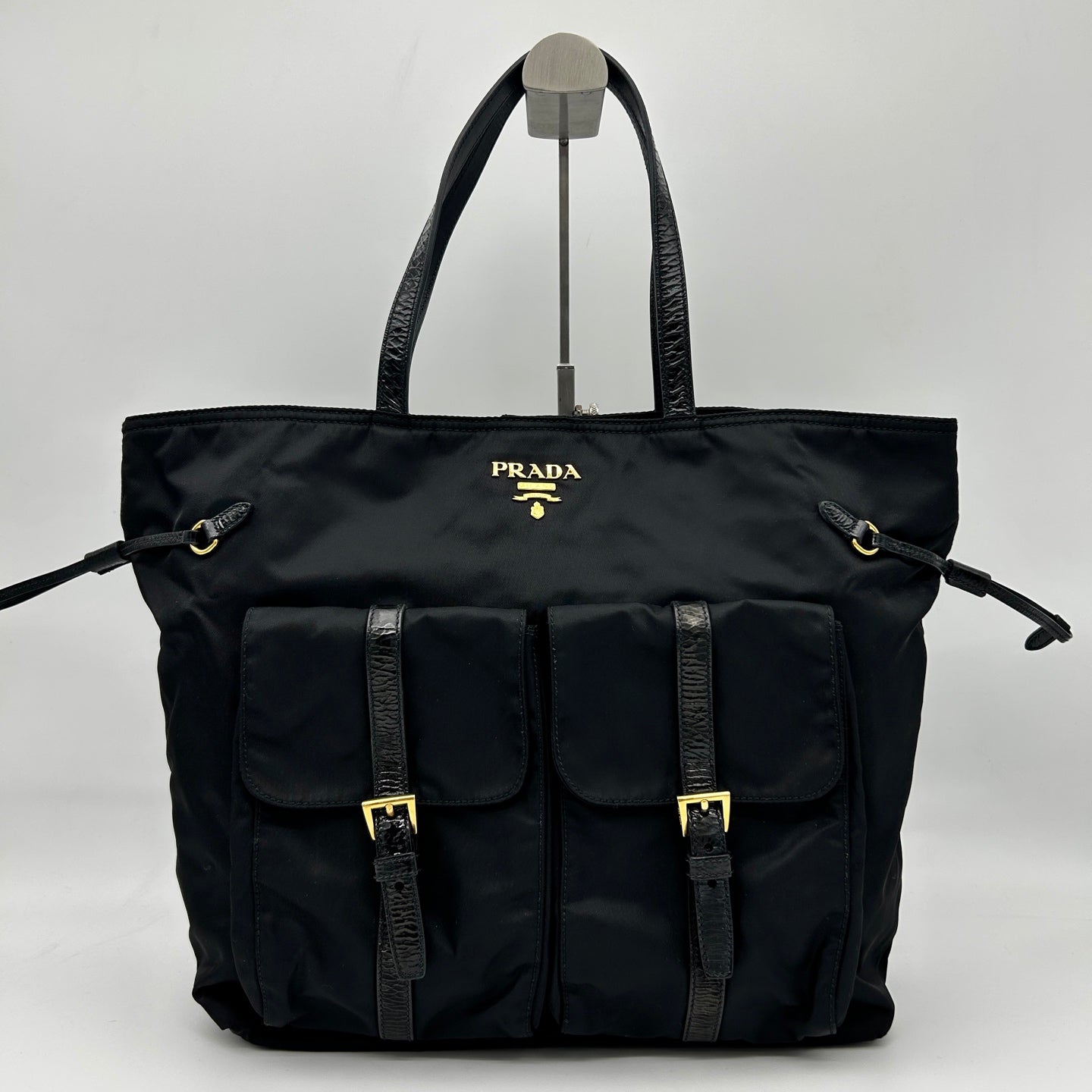 Prada Black Nylon Pocket Tote Handbag [Used]