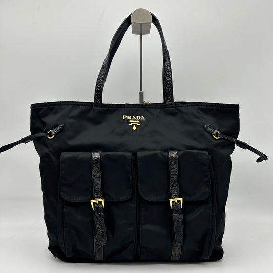 Prada Black Nylon Pocket Tote Handbag [Used]