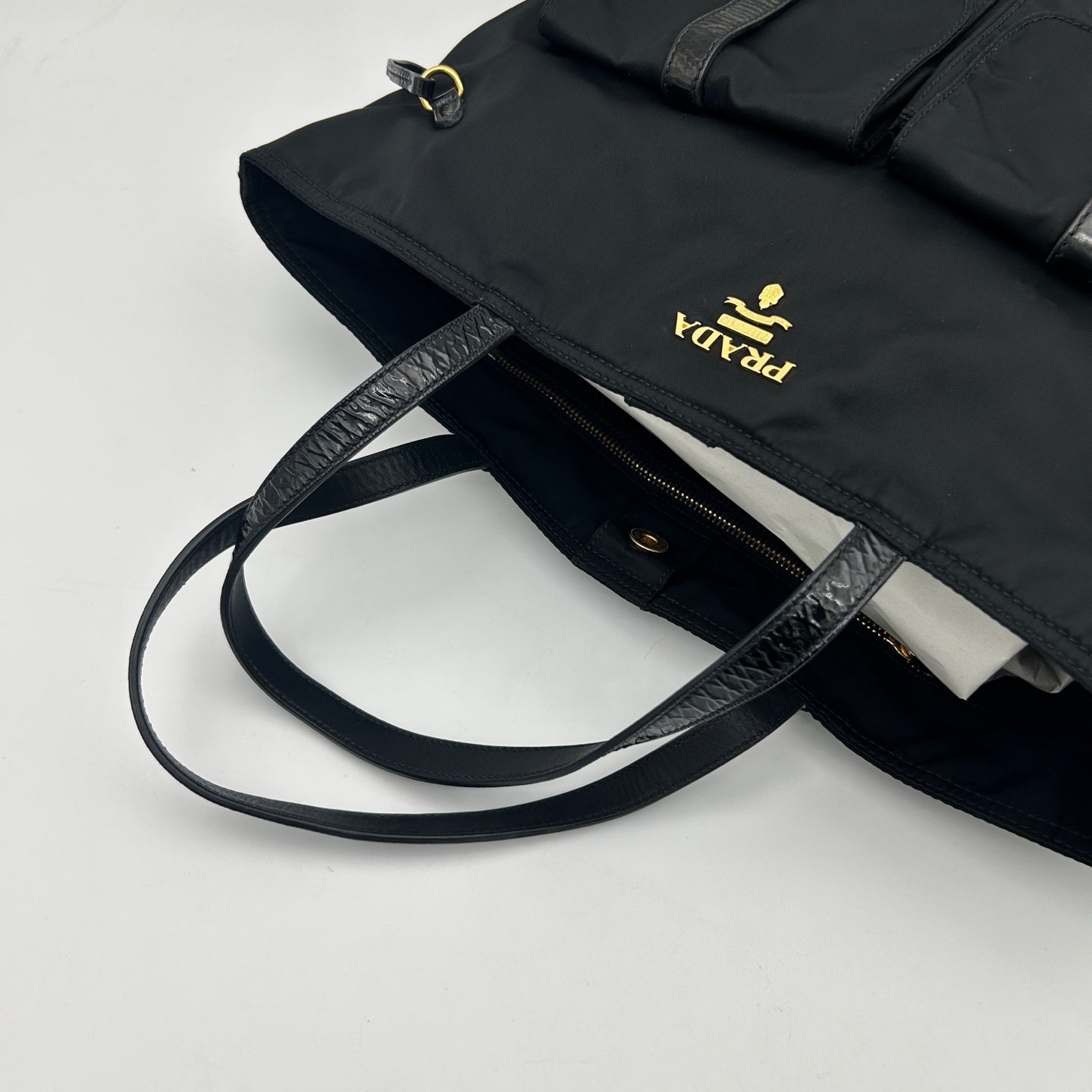 Prada Black Nylon Pocket Tote Handbag [Used]