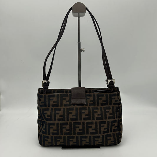 Fendi Brown Zucca Canvas Shoulder Tote Bag [Used]