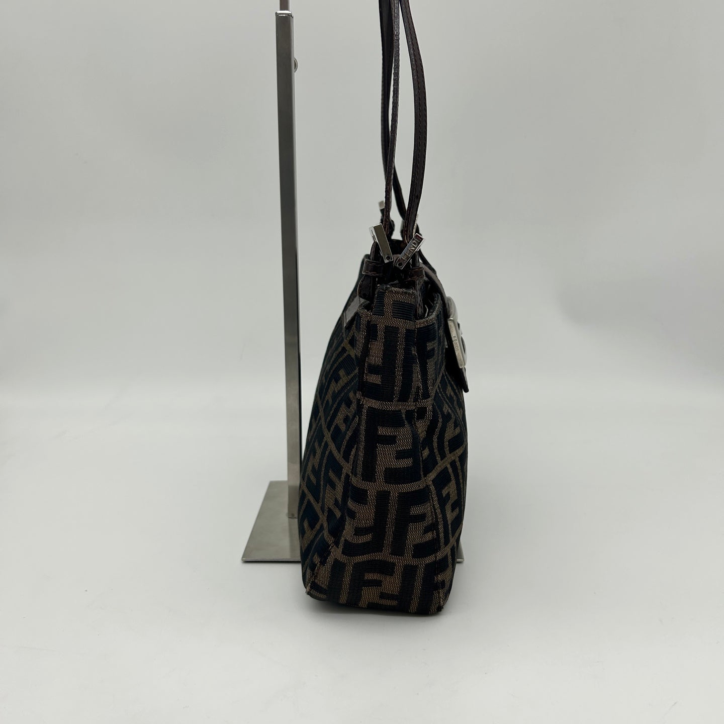 Fendi Brown Zucca Canvas Shoulder Tote Bag [Used]