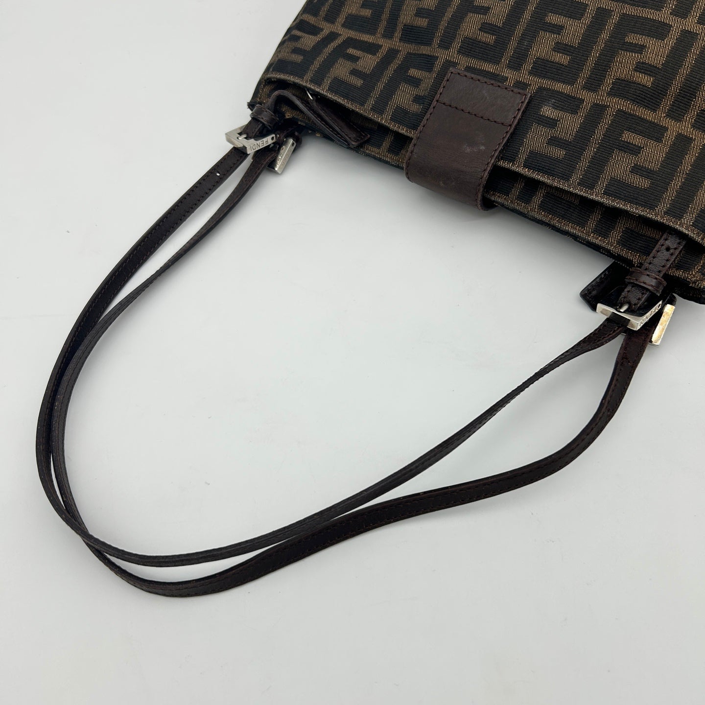 Fendi Brown Zucca Canvas Shoulder Tote Bag [Used]
