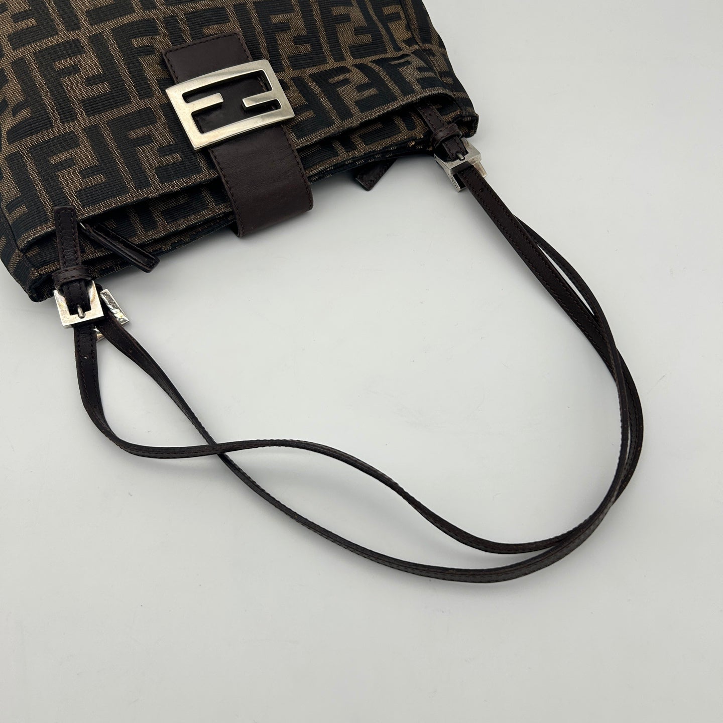Fendi Brown Zucca Canvas Shoulder Tote Bag [Used]