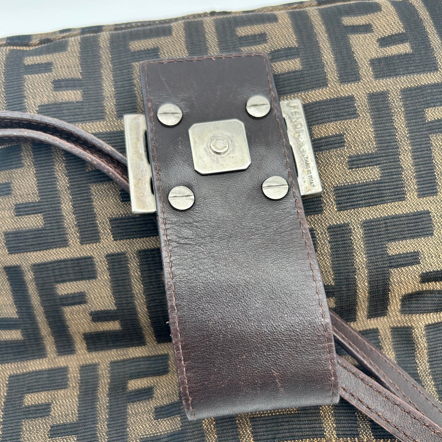 Fendi Brown Zucca Canvas Shoulder Tote Bag [Used]