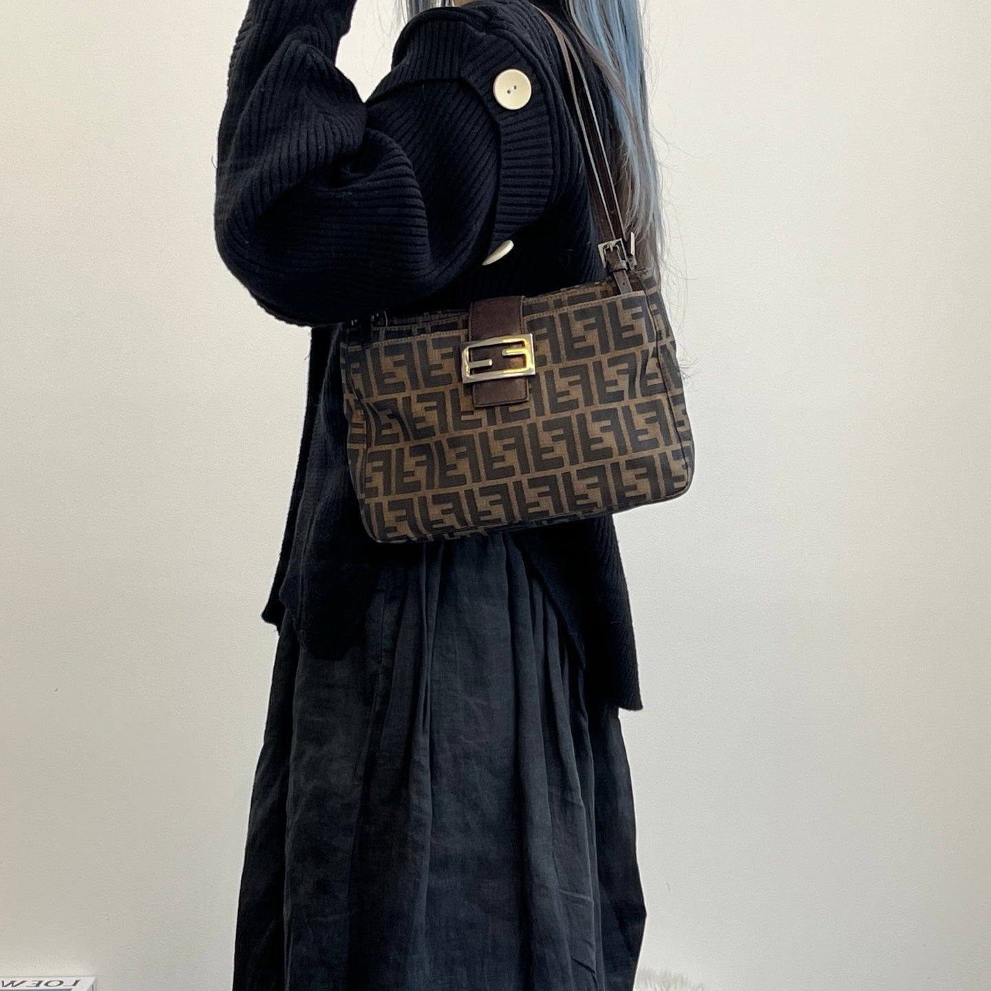 Fendi Brown Zucca Canvas Shoulder Tote Bag [Used]