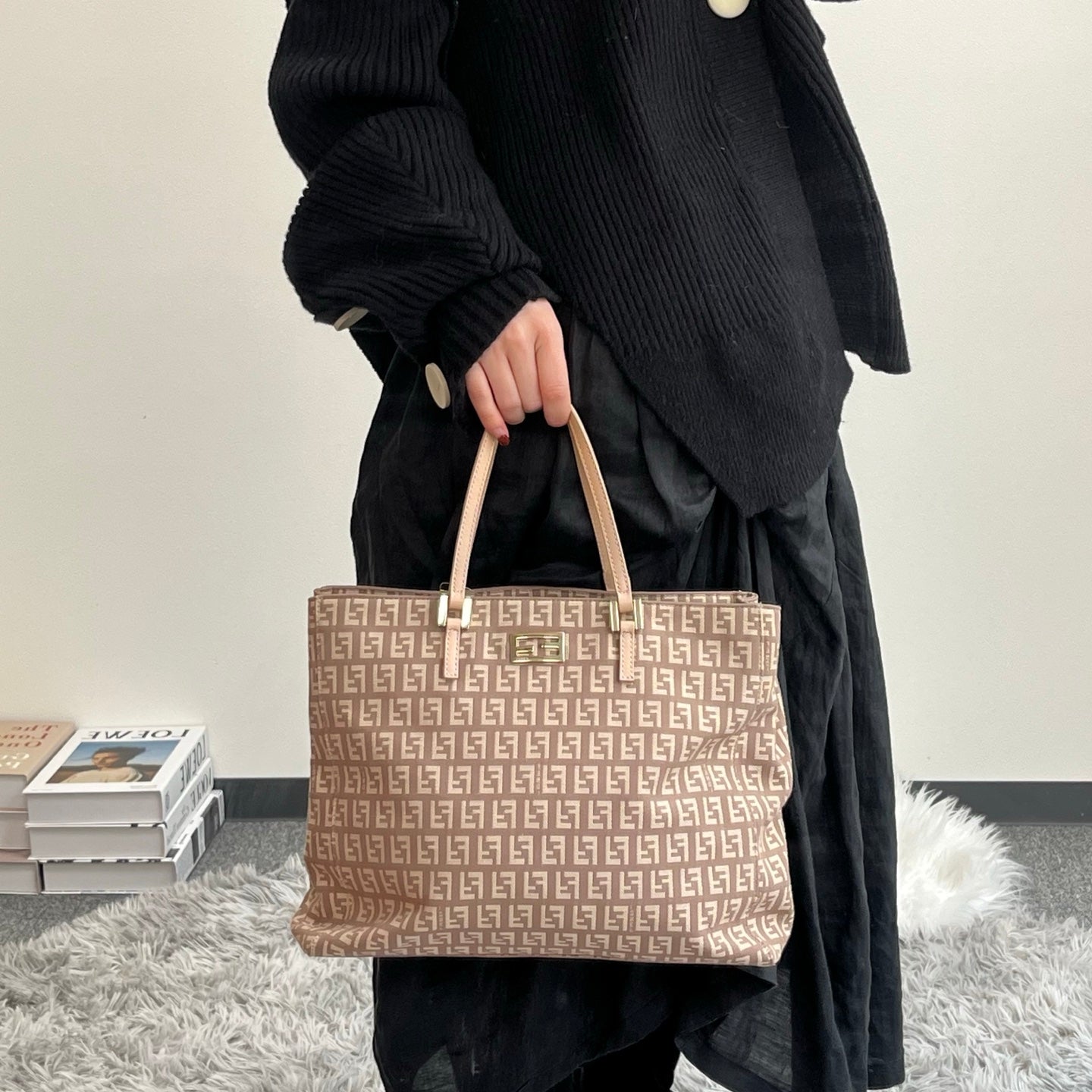 Fendi Pink Zucca Canvas Tote Bag [Used]