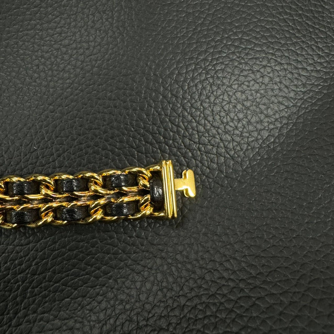Chanel Première Black Dial Gold Chain Watch M Size [Used]