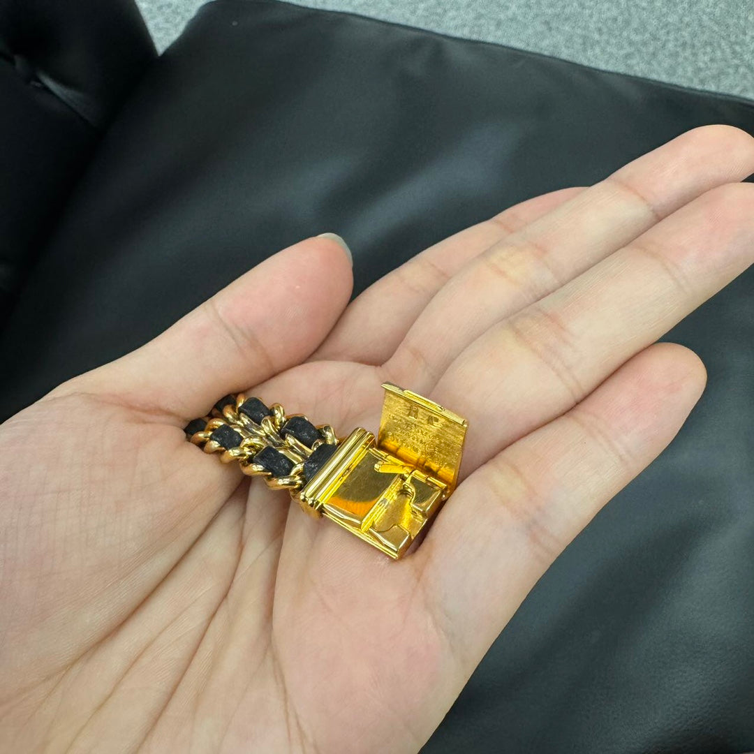 Chanel Première Black Dial Gold Chain Watch M Size [Used]