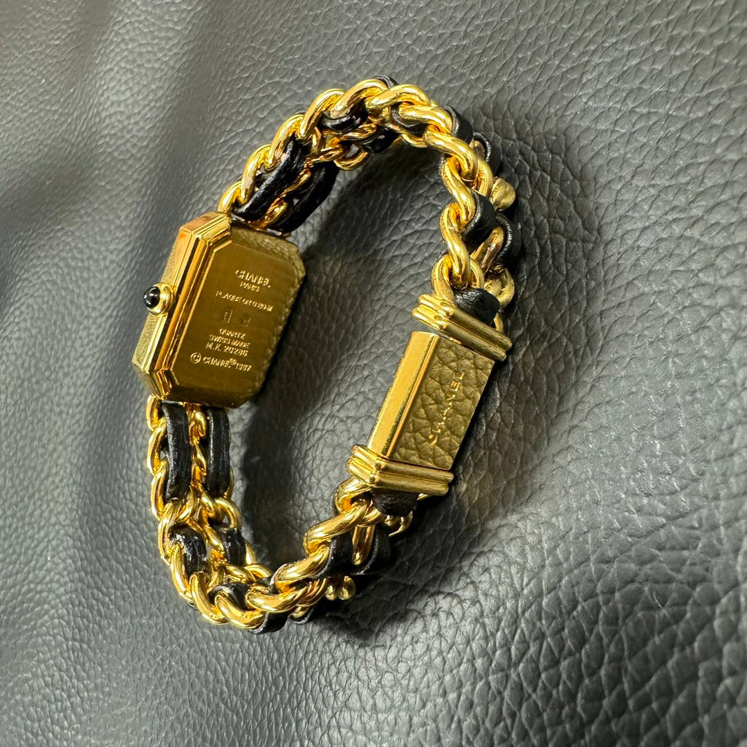 Chanel Première Black Dial Gold Chain Watch M Size [Used]