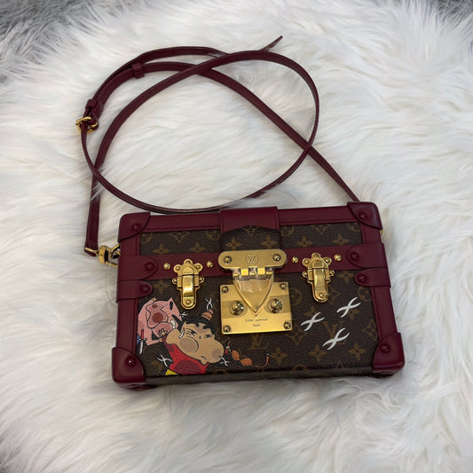 Louis Vuitton Petite Malle Burgundy Monogram Crayon Shinchan Limited Edition Box Bag 18 cm [Used]