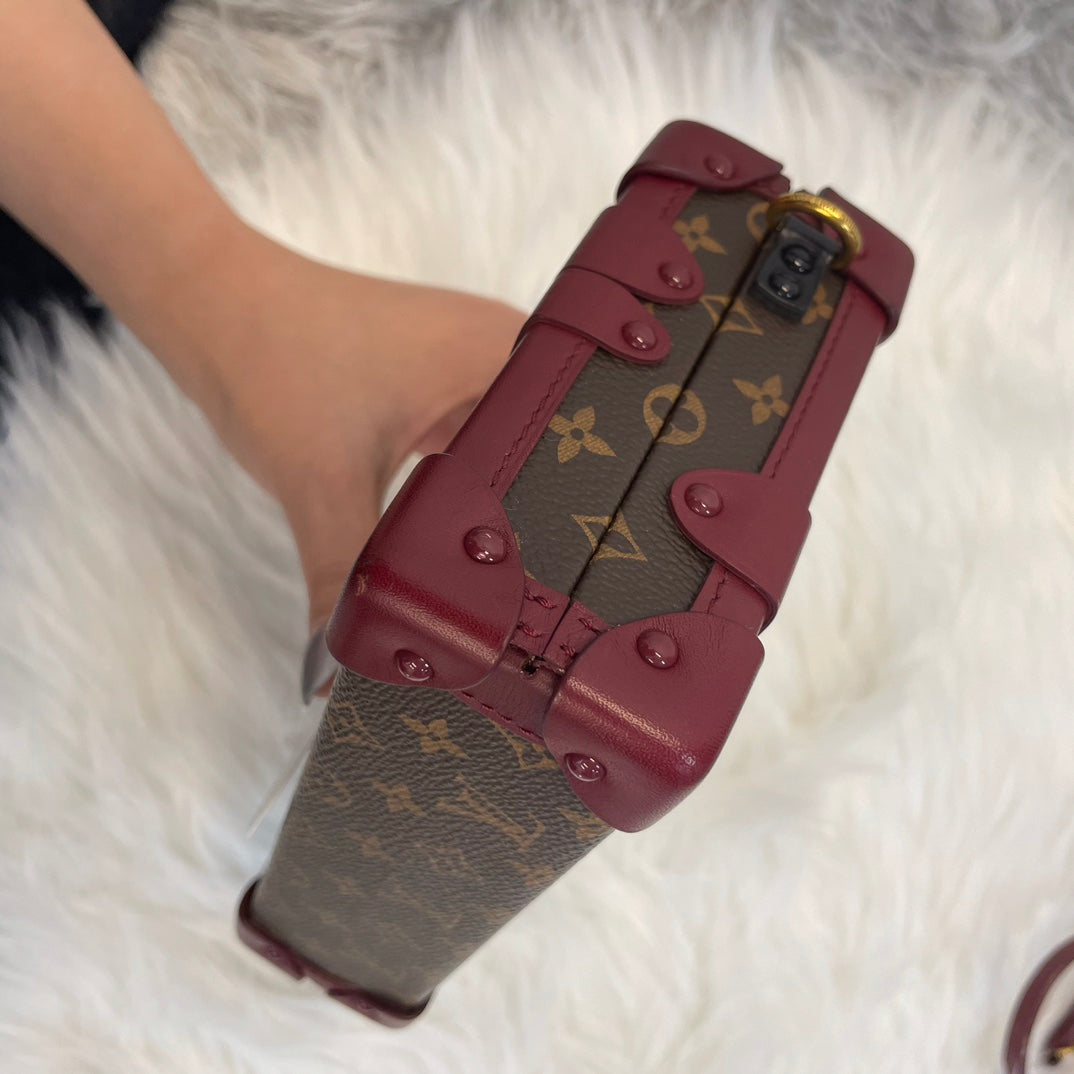 Louis Vuitton Petite Malle Burgundy Monogram Crayon Shinchan Limited Edition Box Bag 18 cm [Used]