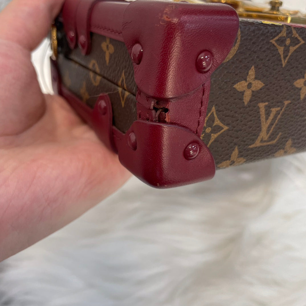 Louis Vuitton Petite Malle Burgundy Monogram Crayon Shinchan Limited Edition Box Bag 18 cm [Used]