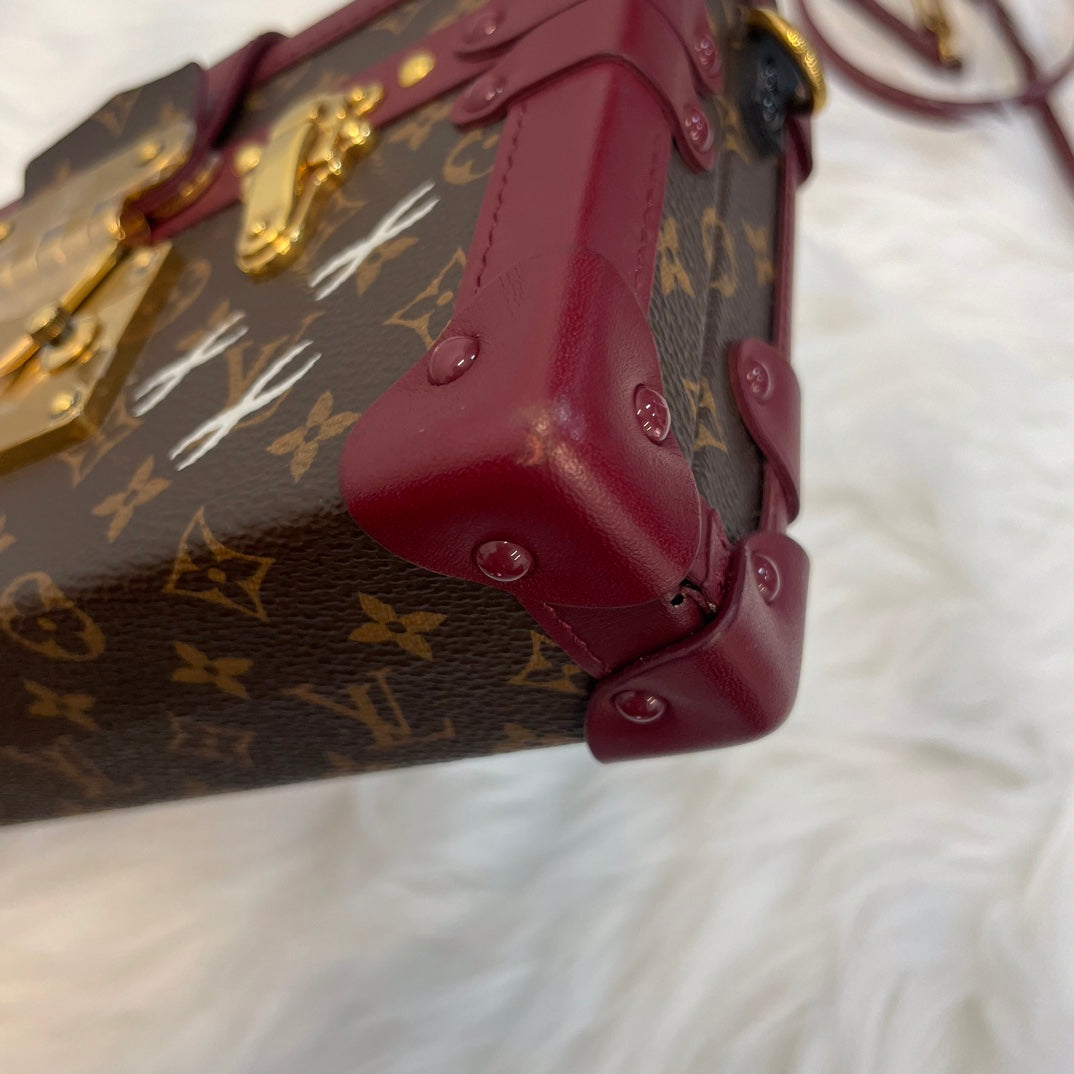 Louis Vuitton Petite Malle Burgundy Monogram Crayon Shinchan Limited Edition Box Bag 18 cm [Used]