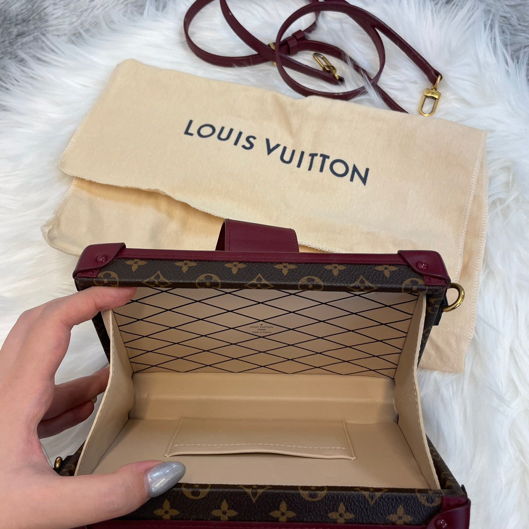 Louis Vuitton Petite Malle Burgundy Monogram Crayon Shinchan Limited Edition Box Bag 18 cm [Used]