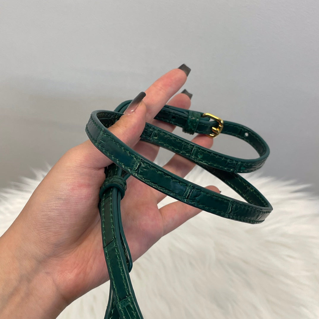 Fendi Peekaboo Dark Green Crocodile Leather 2Way Handbag [Used]