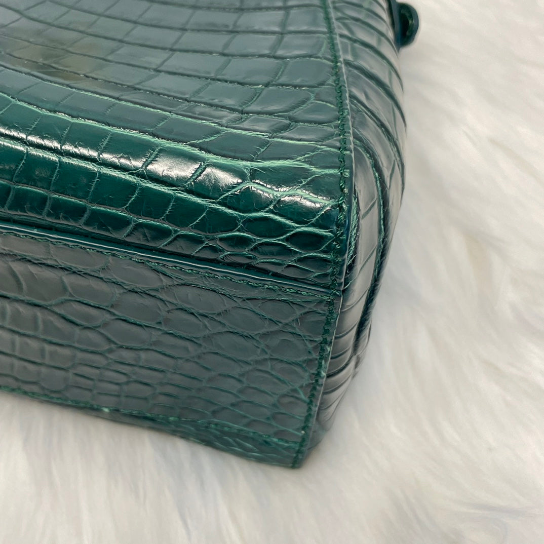 Fendi Peekaboo Dark Green Crocodile Leather 2Way Handbag [Used]