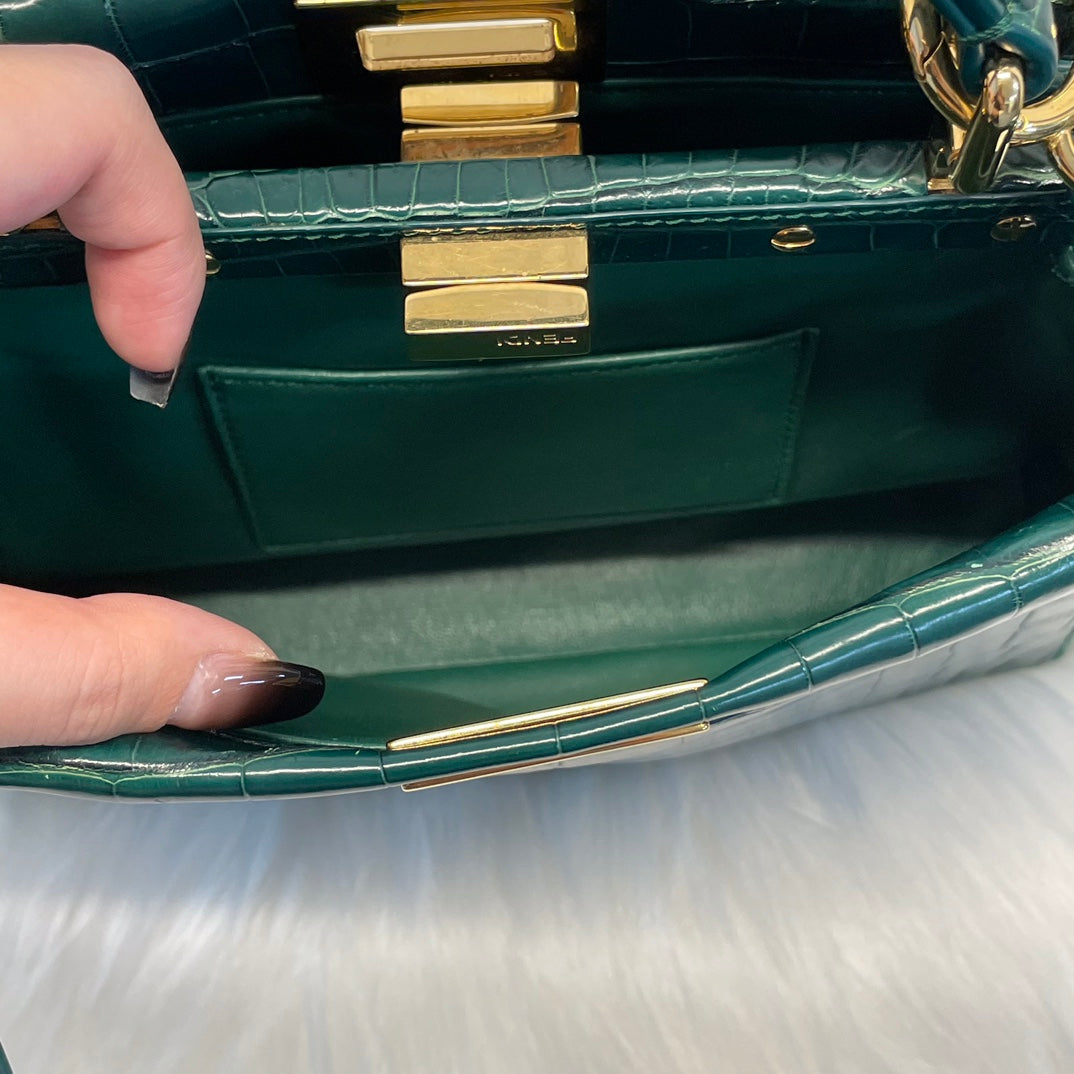 Fendi Peekaboo Dark Green Crocodile Leather 2Way Handbag [Used]