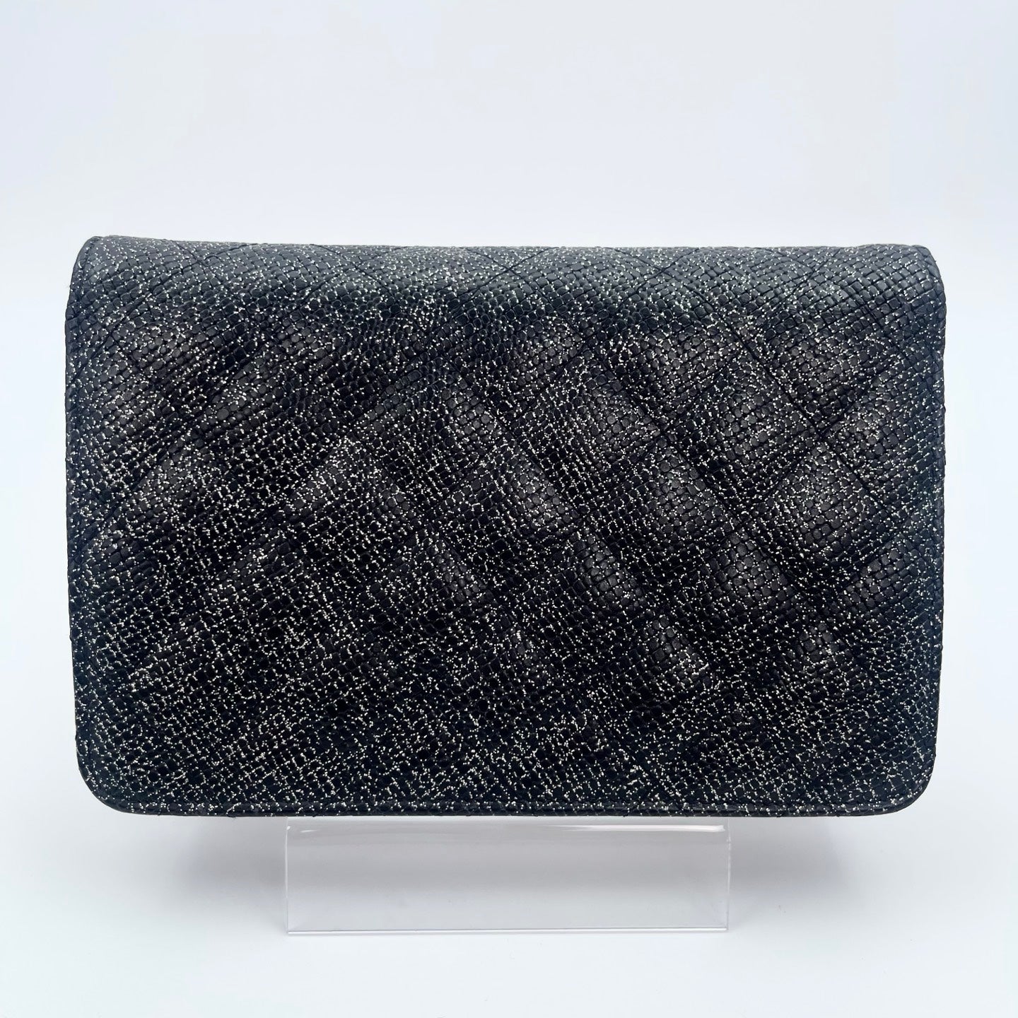 Chanel WOC Black Caviar Leather Glitter CC Chain Wallet  [Used]